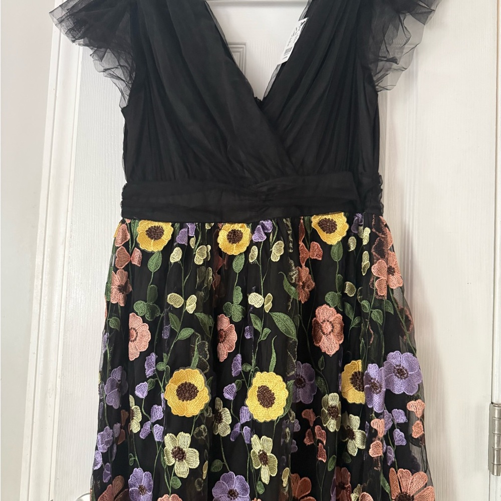 Just Me Black Floral Midi Dress - Picture 4 of 9